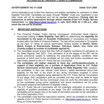 STATE ELIGIBILITY TEST-2026 online applications through official website