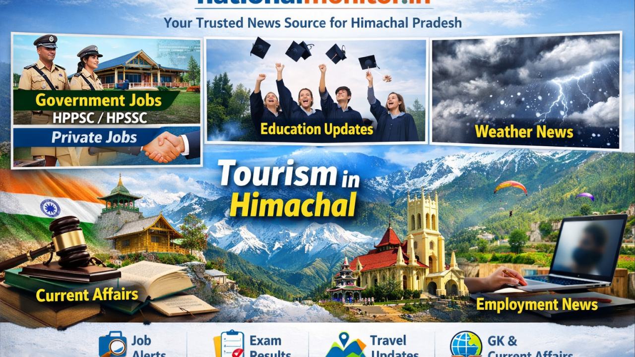 You will find news related to employment, common knowledge, weather, employment recruitment, tourist spots, current affairs, government recruitment, private jobs, education, school college admission in Himachal Pradesh on the website of National Monitor.in.
